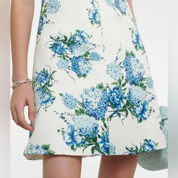 New Emilia Wickstead Thoni Floral Mini Dress White Blue Sz 8 - Picture 5 of 16